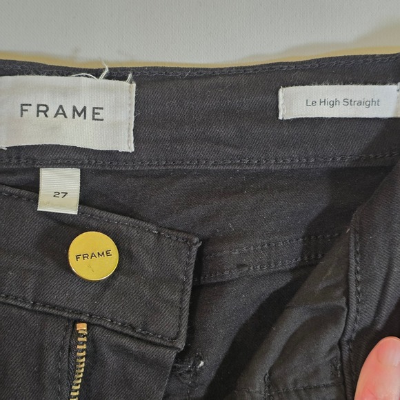 FRAME Women's 27 Black Le High Straight Jeans Film Noir Modern Minimalist - Picture 4 of 8